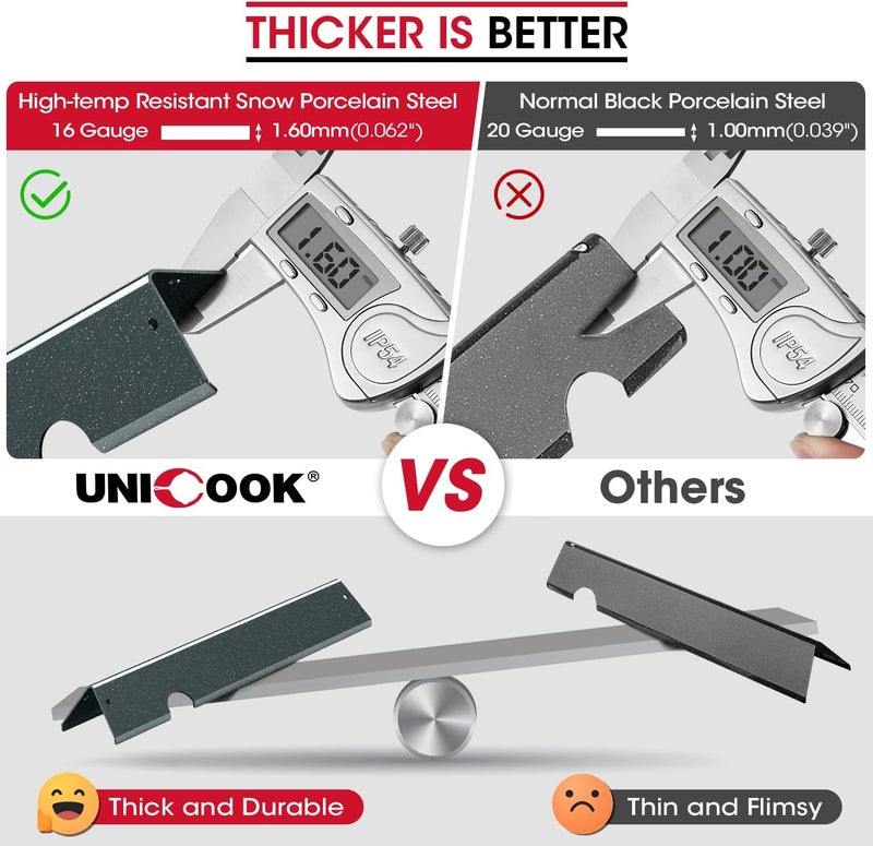 Unicook 66032 Grill Flavorizer Bars for Weber Genesis II/LX 300 Series, Grill Burner Cover Replacement Parts, Heat Shields, Heat Tent, 17-inch Porcelain Steel Flavor Bars for Weber 66795, 5 Pack - Image 3